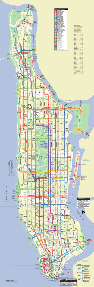 Cartina del rete autobus di Manhattan