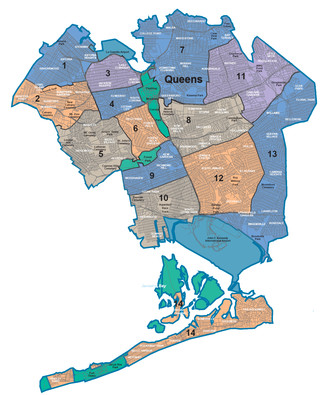 Cartina dei quartieri di Queens
