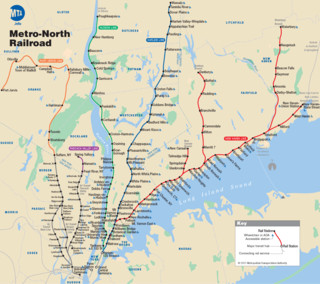 Cartina della rete ferroviaria Metro North Railroad (MNR) di New York