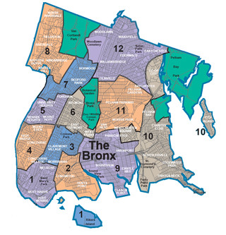Cartina dei quartieri di Bronx